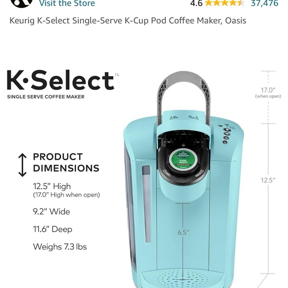 Keurig K-Select Single-Serve K-Cup Pod Coffee Maker, Oasis - Picture 5 of 5